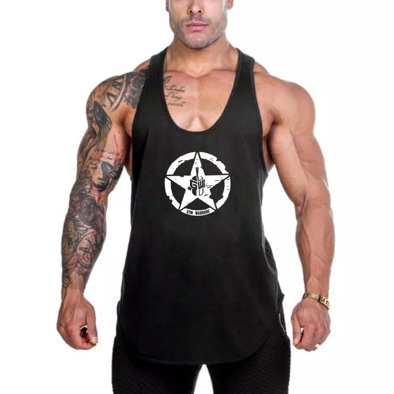 Muscleguys Brand Gym Clothing Mesh Bodybuilding Stringer Tank Top Men Fitness Sleeveless Shirt