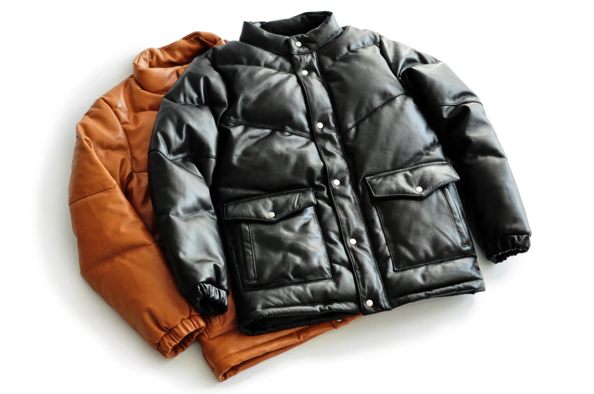 Кожаный пуховик SauceZhan, куртка-бомбер, куртка Monclaire, мужские кожаные куртки, куртка из овчины, мужской пуховик с воротником-стойкой