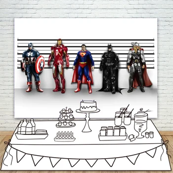 

Marvel Avengers Superhero Captain America Batman Superman Thor Photo Background Black Stripes White Photography Backdrop