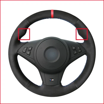 

MEWANT Black Suede Hand Sew Comfortable Soft Steering Wheel Cover for BMW E60 E63 E64 Cabrio M6 2005 2006 2007 2008 2009 2010