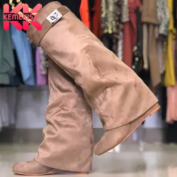 

KemeKiss Woman Knee High Boots Wedges Metal Buckle Woman Winter Shoes Fashion Sweet Long Boots Woman Daily Footwear Size 36-41
