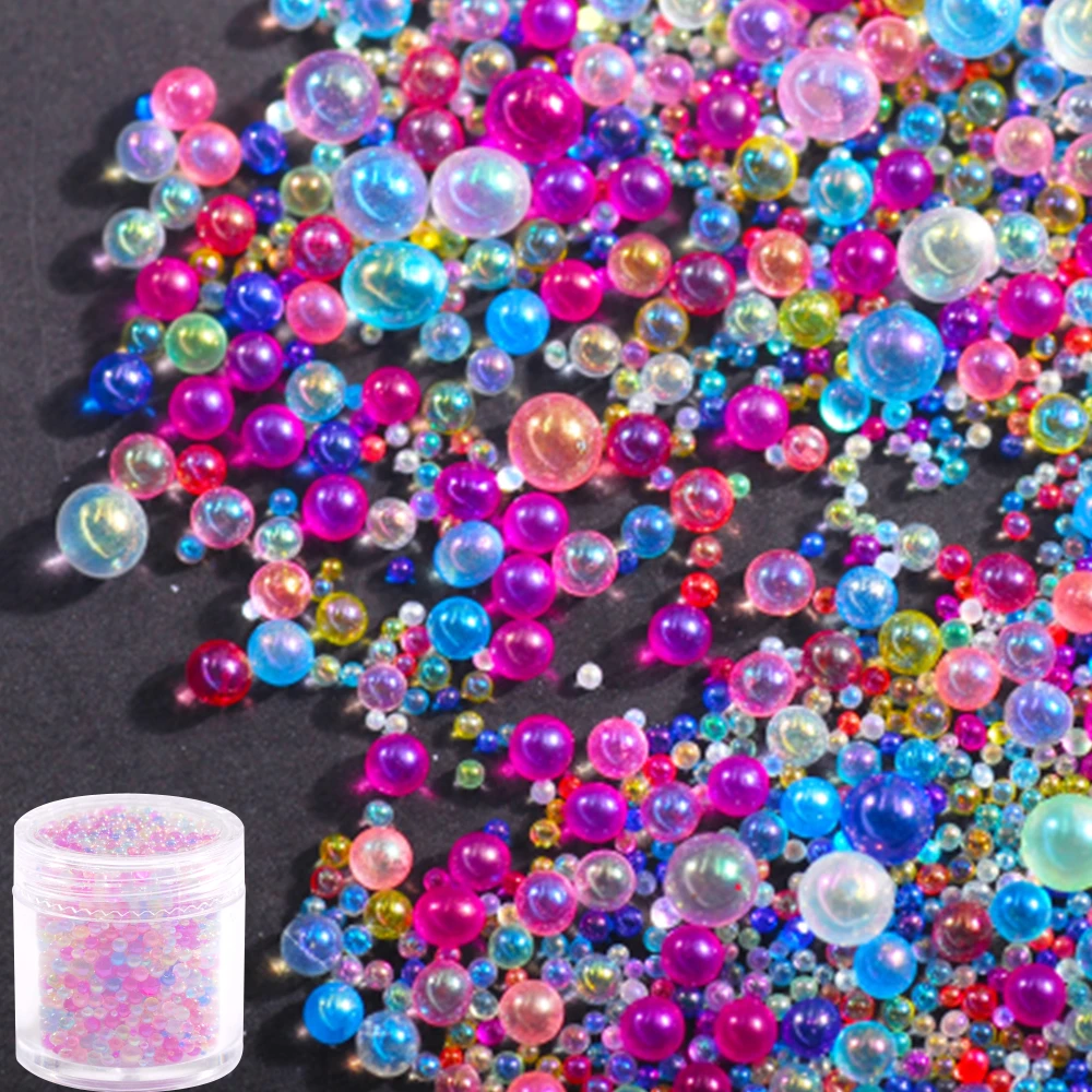 

Mixed Size 1-3mm Beads 3D Crystal AB Color Bubble Ball Nail Caviar Beads 10g/Box UV gel Nail Art Decorations Accessories