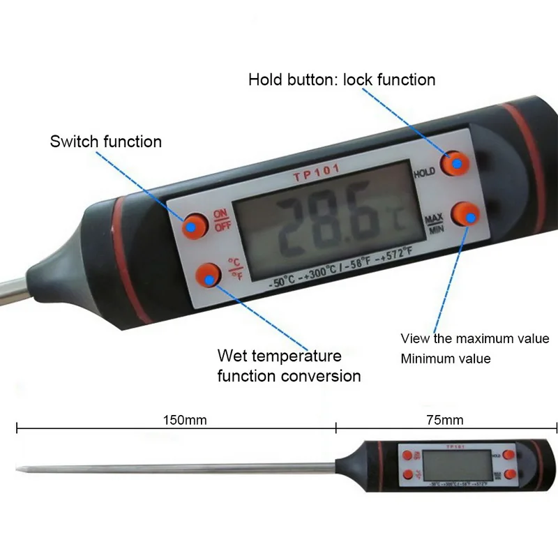 1 шт. цифровой термометр Длинный зонд для торта супа жарки барбекю термометр для мяса электронный термометр для приготовления пищи для кухни