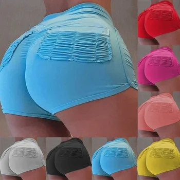 Yoga Shorts Women High Waist Bottoms Summer Casual Sports Sexy Slim Skinny Booty Shorts Gym Fitness Yoga Leggings Short Pants 6