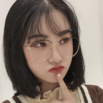 

New metal glasses frame fashionable decorative plain glasses Korean style personalized frame glasses retro artistic glasses