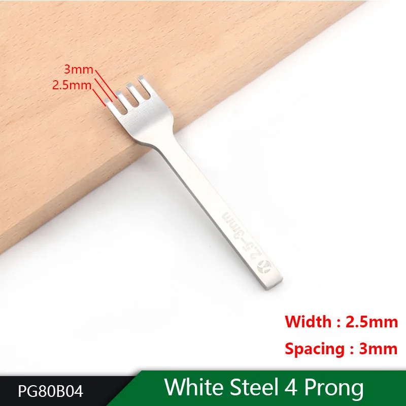 2.5-3 4Prong Набор для рукоделия, кожаное Ремесло 2,5/3 мм, зубец из прочной стали, профессиональный набор кожаных плоских стамесок, инструмент для плетения, дырокол, строчка - Цвет: 2.5-3 4Prong