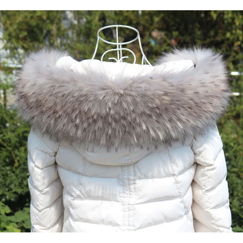 grey with white Qearlstar, воротник из искусственного меха, зимний, теплый, супер роскошный, большой шарф для женщин, мужчин, детей, куртки, пальто, капюшон, Декор, палантины, шали, FY501 - Цвет: grey with white