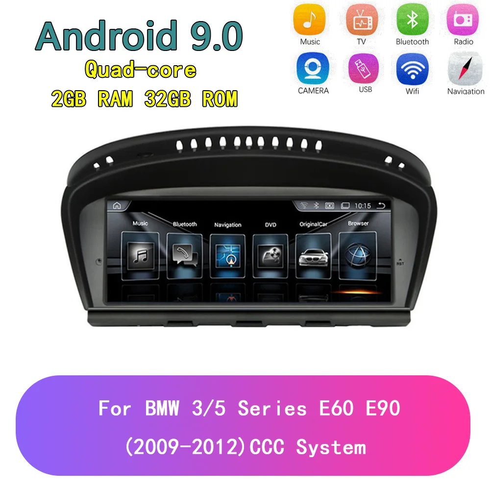 Android 9.0 quad-core 2+32G 8.8 inch Car stereo DVD Player GPS Navigation For BMW 3/5 Series E60 E90(2009-2012) CCC System