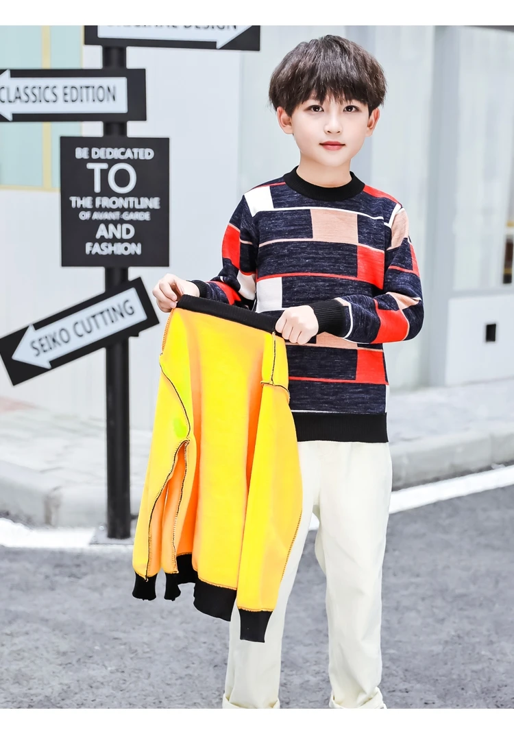 Brand New Kids Sweaters For Boy New Year Warm Sweater For Teenagers Pullover Knitted Winter Clothes for Children Age 14 to 4 T