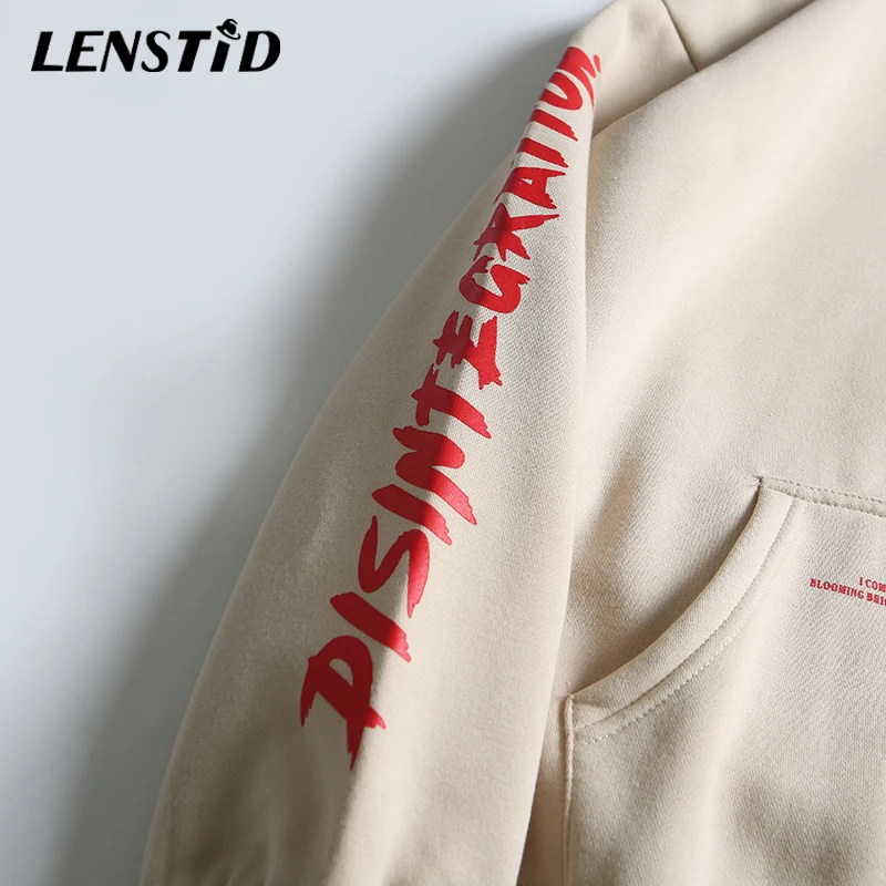 LENSTID мужской хип-хоп винтажный принт Harajuku пуловер с капюшоном уличная осень хлопок толстовки Свободный Свитшот