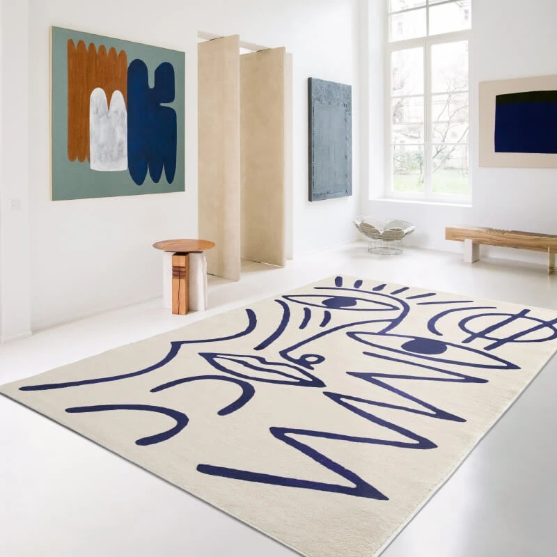 

Modern style abstract pattern superfine fiber soft touch home decoration printed area rug, INS popular floor mat
