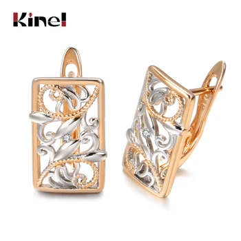 Kinel New Square Wide Stud Earrings Mix Silver Color