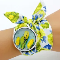 Shsby New Design Ladies Flower Cloth Wristwatch Fashion Women Dress Watch High Quality Fabric Clock Sweet Girls Bracelet Watch 1