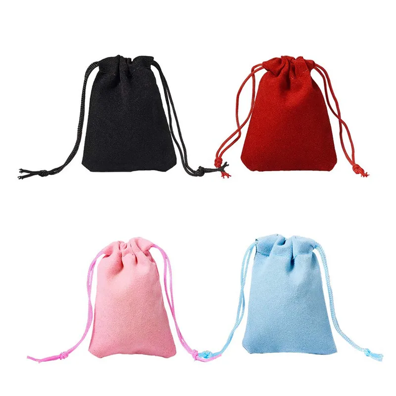 Mixed Color Pandahall 100 шт 7x5 см(2,75x1,9") черные бархатные сумки для бижутерии Рождественский подарок конфетный пакет карманные упаковочные пакеты - Цвет: Mixed Color