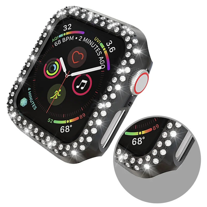 Алмазные часы с яркими украшениями Bling бамперы чехол для Apple Watch Series 3 2 1 чехол для Iwatch 38 мм 42 мм чехол для часов защитная рамка