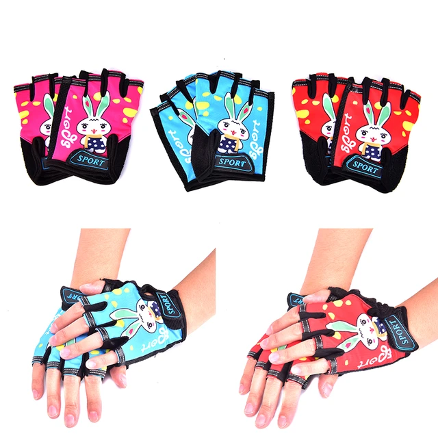 Children Kids Bike Gloves Half Finger Breathable Anti-slip For