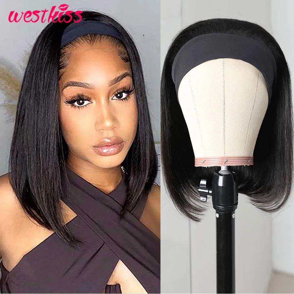 West Kiss Bob Headband Wig Human Hair Brazilian Short Straight Human