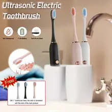 Мощная Ультразвуковая электрическая зубная щетка AA батарея Вибрирующая автоматическая зубная щетка с сменными головками водонепроницаемая