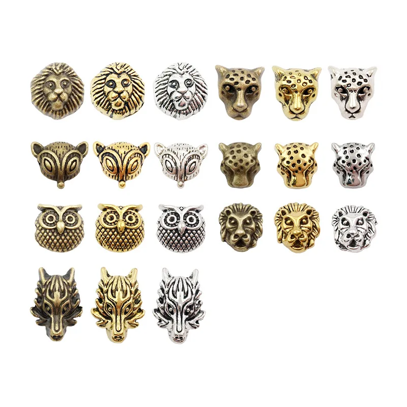 

80pcs/lot Metal Charms for Jewelry DIY Making Antique gold color owl lion Spacer Bead for bracelet