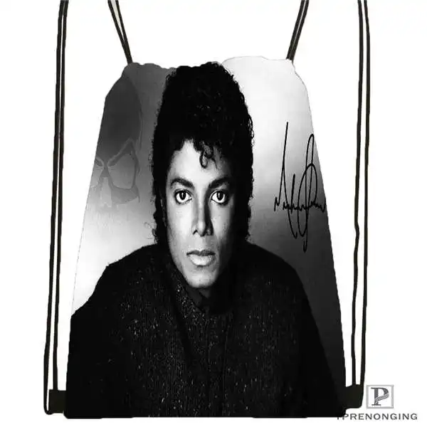 Drawstring Backpack Пользовательские Майкл Джексон походная сумка на шнурке милый рюкзак дети ранец(черная спина) 31x40 см#180612-02-28 - Цвет: Drawstring Backpack