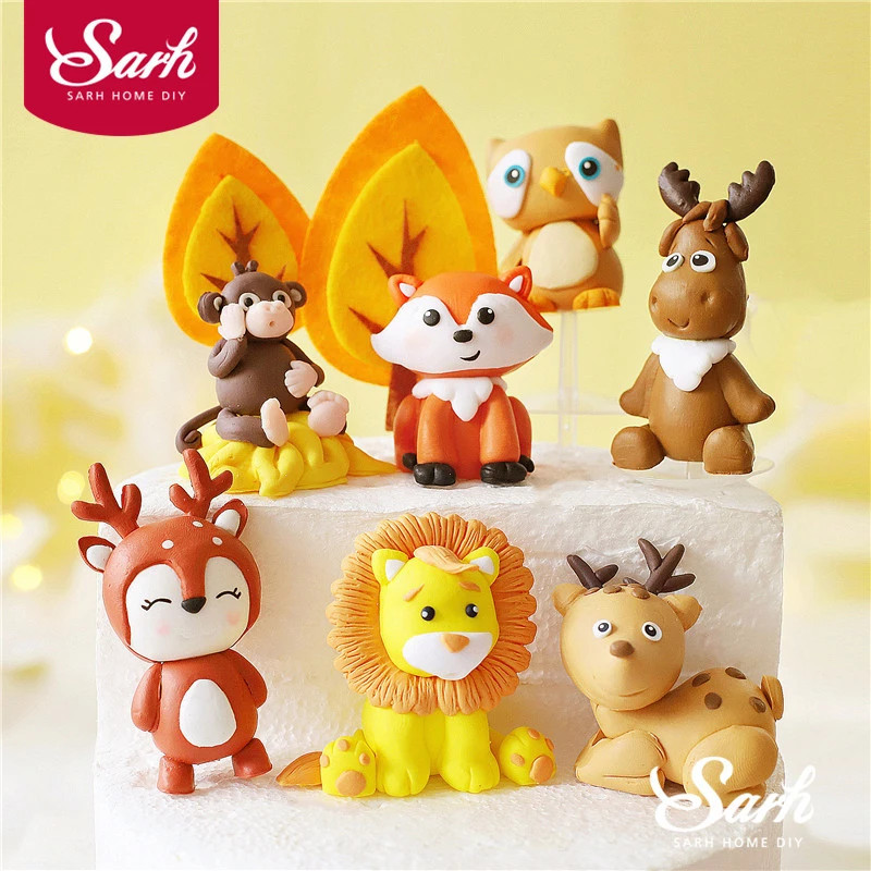 Animals Lion Deer Felt Giraffe Owl Tree Cake Topper For Birthday Party Decoration Baking Supplies Baby Shower Dessert Decorating Cake Decorating Supplies Aliexpress