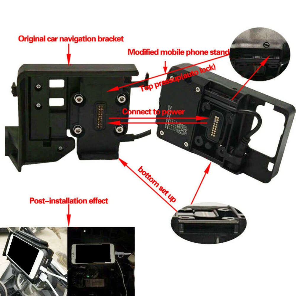 Подставка для мобильного телефона держатель для телефона BMW R1200GS навигационный кронштейн для мотоцикла Honda зарядка через usb 12 мм крепление