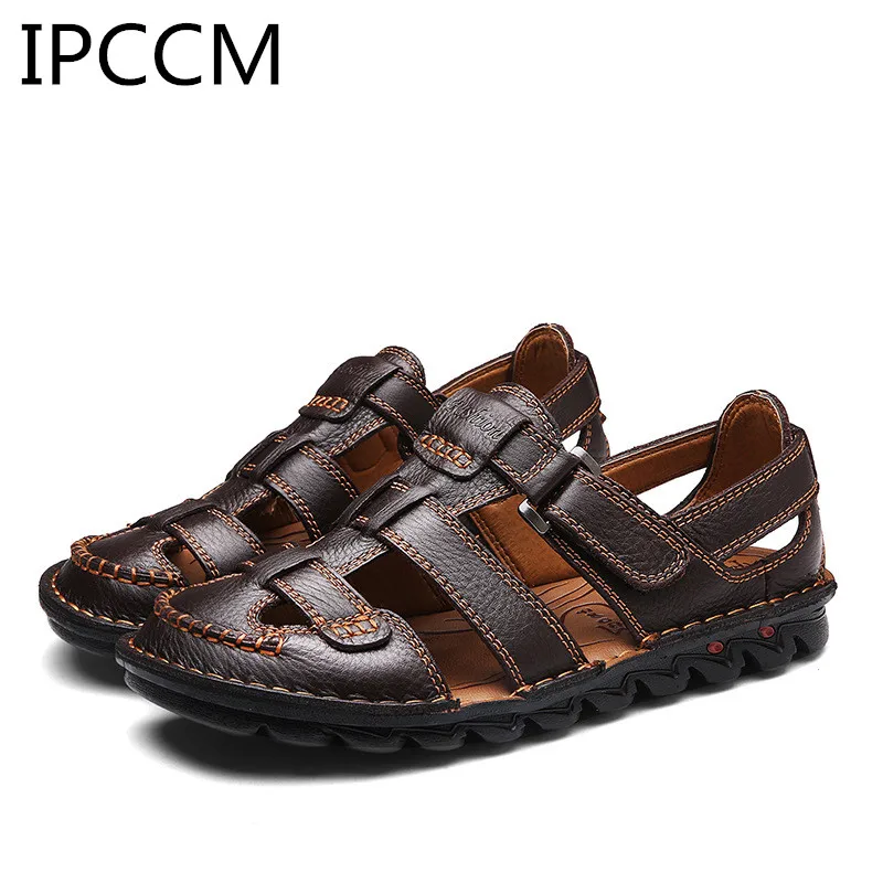 

2019 New Summer Leather Slip Resistant Wear Soft Bottom Refreshing Breathable Casual Handmade Large Size Men's Sandals