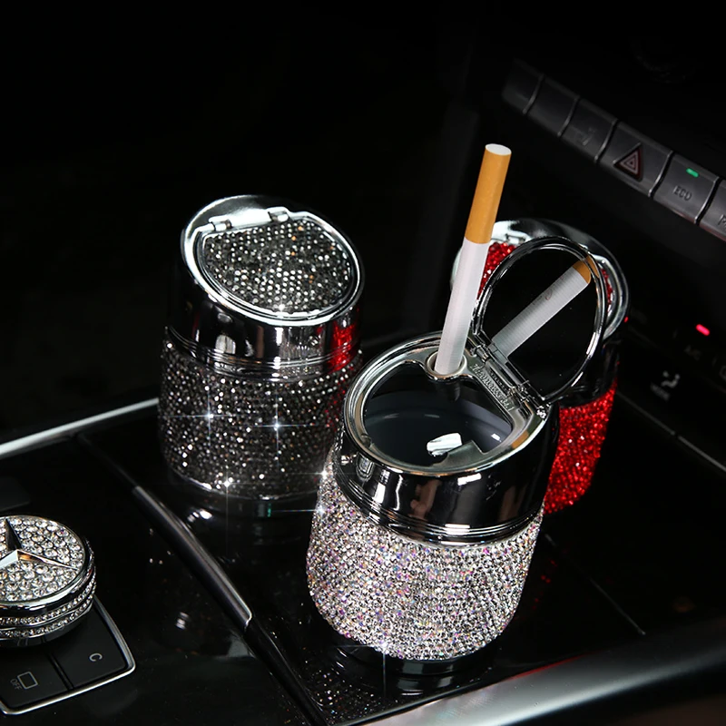 Блестящие стразы, переносная автомобильная пепельница, светильник с кристаллами и бриллиантами, пепельница для автомобиля, пепельница, чашка для хранения