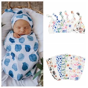 

Baby Sleeping Bags+Hat Newborn Baby Cartoon Swaddle Wrap Envelope 0-3 Months Cotton Baby Blanket Swaddling Wrap Sleepsack