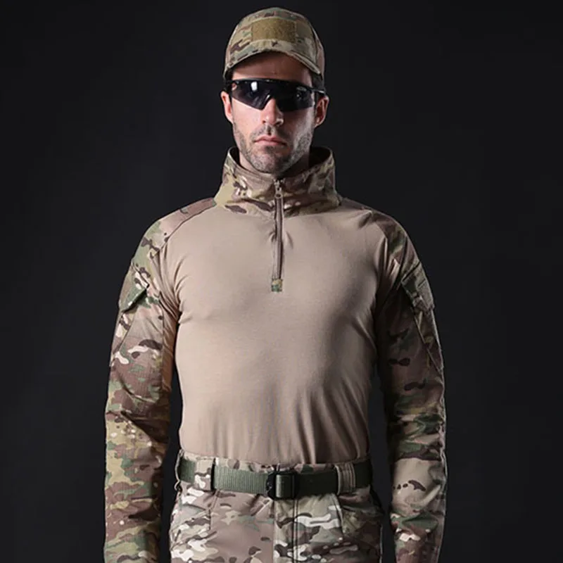JLETOLI армейская походная рубашка для кемпинга, Мужская армейская тактическая рубашка, военная камуфляжная футболка с длинным рукавом размера плюс