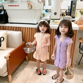 

2020 new girls plaid dress summer cotton fashion girls dresses 1-7 years HO660