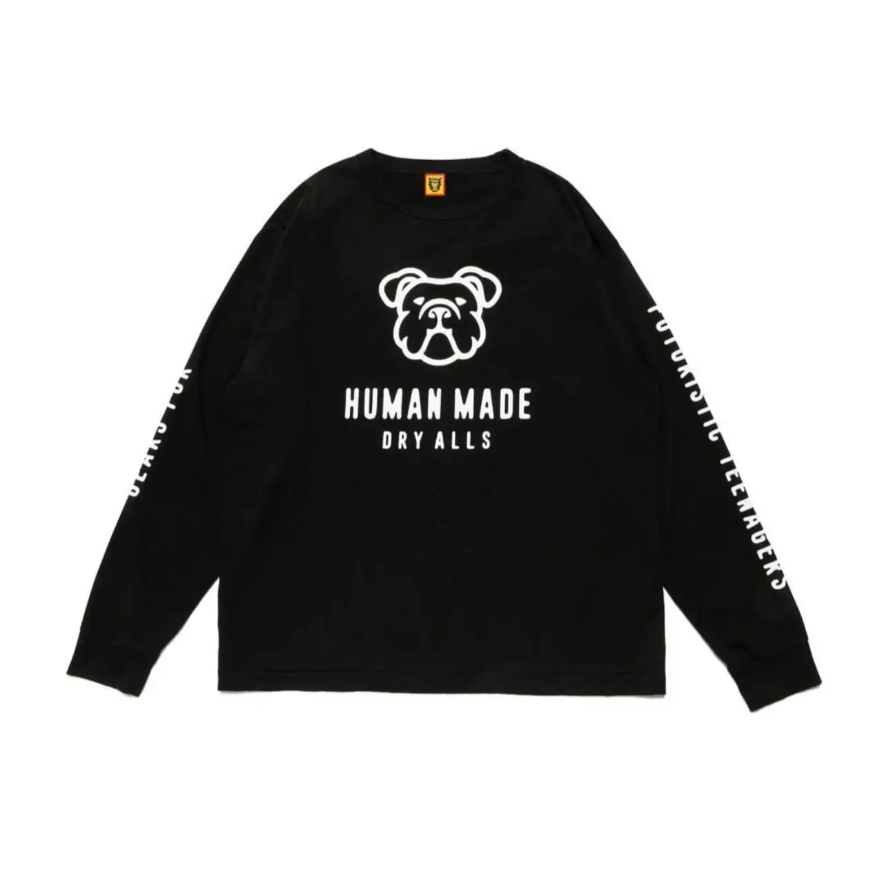 Black HUMAN MADE Pug T-shirt Men Women 1:1 High Quality Cartoon Logo Graphic Print HUMAN MADE T-shirt Long Sleeve Tee Tops