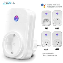 WiFi inteligente macho enchufe electricidad adaptador EU/US/UK/es salida de tiempo de voz Control remoto por Echo Alexa Google asistente