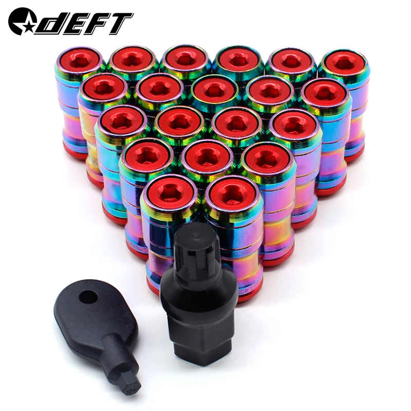

DEFT 20PCS Universal Car Racing Lug Wheel Nuts M12X1.5 Acorn Rim Close End Rainbow Black Blue Purple Racing Lug Wheel Nuts Screw