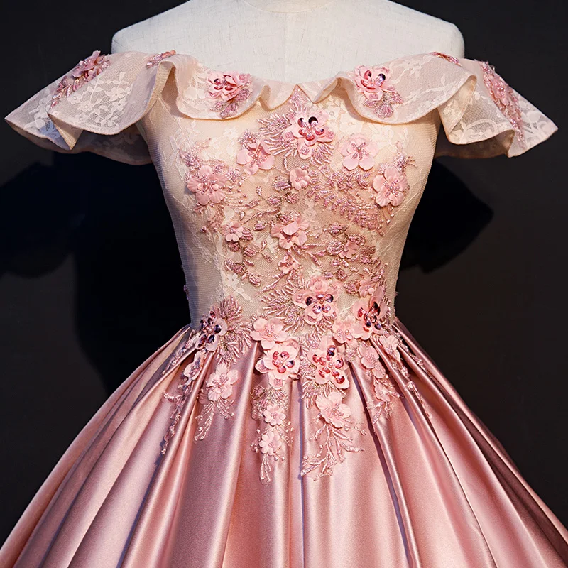

pink ruffled slash collar embroidery vintage baroque ball gown Renaissance Gown queen Victorian/Marie Antoinette Belle