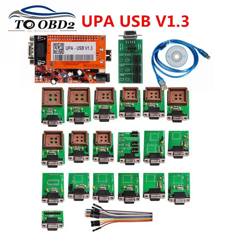 OBD2 UPA-USB de diagnóstico V1.3 unidad principal ECG Chip Tunning UPA USB con V1.3 13 adaptador de