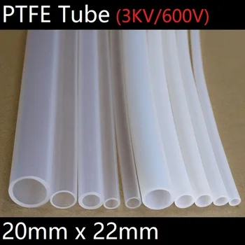 

PTFE Tube White ID 20mm x 22mm OD F46 Insulated Heat Protect Transmit Hose Rigid Pipe Temperature Corrosion Resistance 600V