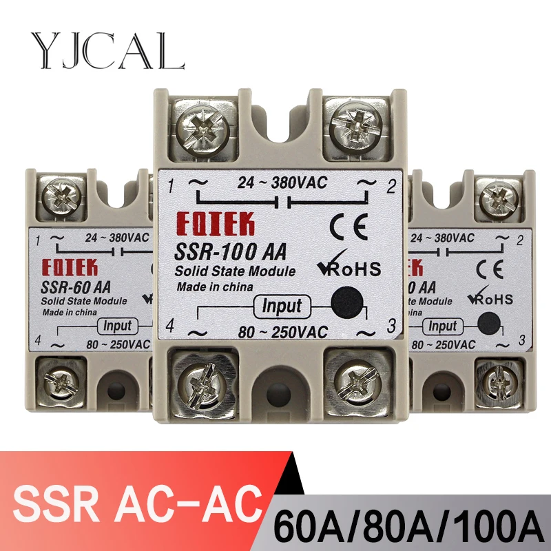 Solid State Relais 60A 80A 100A Eingang DC 24-380V AC Ausgang Hohe Qualität Modul 3-32V SSR-60AA SSR-80AA SSR-100AA