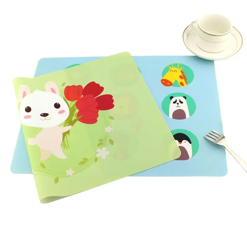Placemats BPA Free Silicone Table Mat Baby Kids Feeding Tableware Pad Cartoon Dining Table Plate Mat 40*30cm