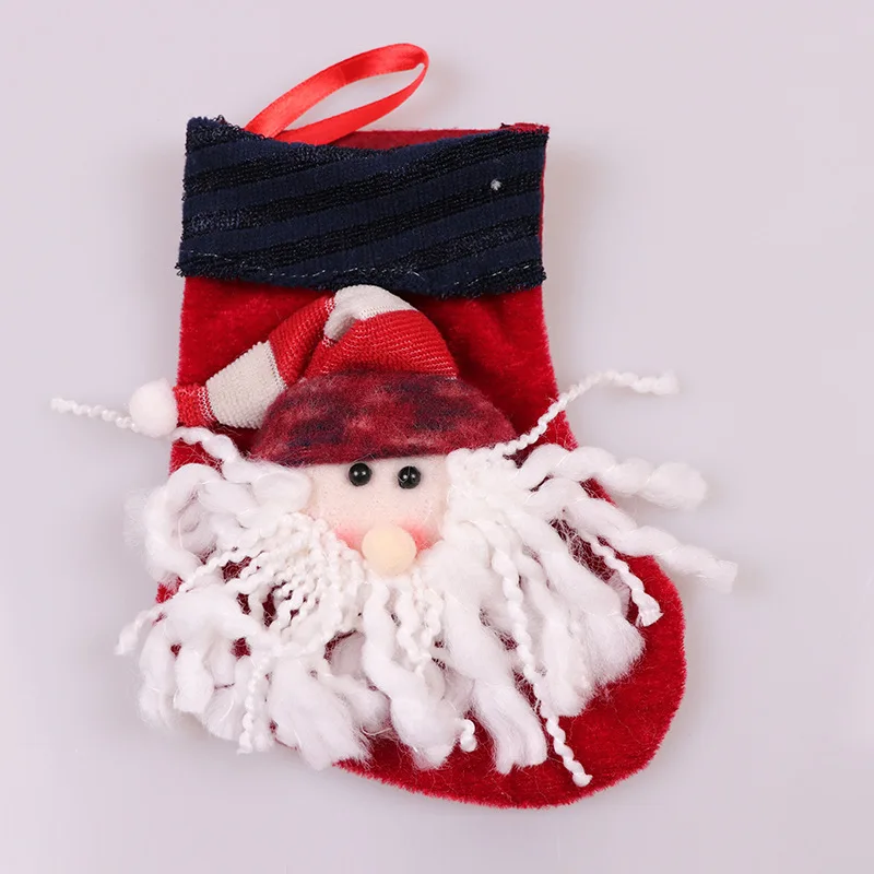 Маленькие рождественские чулки; рождественские носки с Санта-Клаусом и снеговиком; рождественские носки для украшения на год; сумки для конфет с Санта-Клаусом; подарки на год