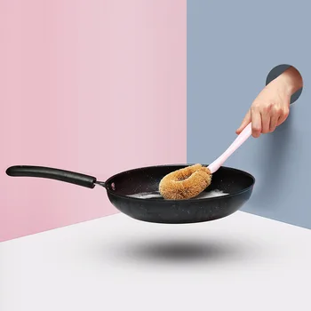 

Long handle brown brush kitchen cleaning brush household brush pot wash pot cleaning coconut palm pot brush brush dish brush