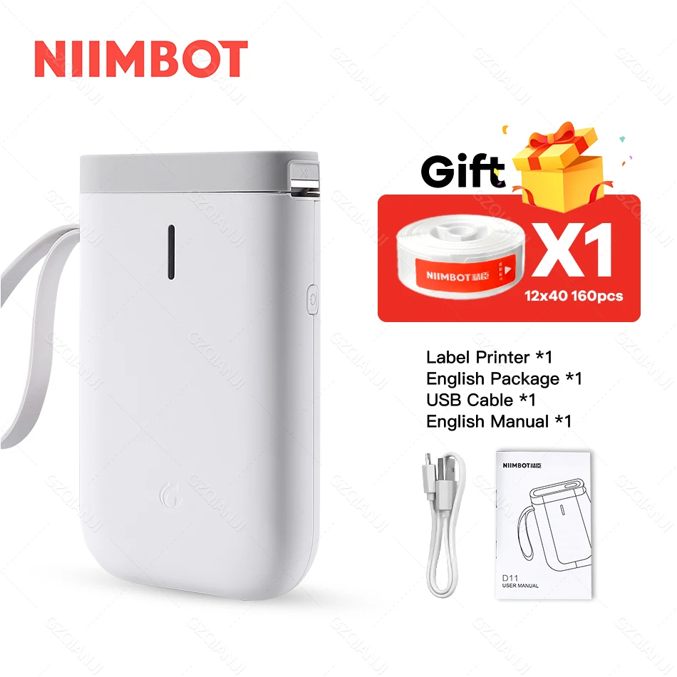 Niimbot D11 Label Printer Mini Wireless Sticker Printing Label Maker with 5 10 Roll White Paper Official Phone Price Tag Printer mini photo printer canon Printers