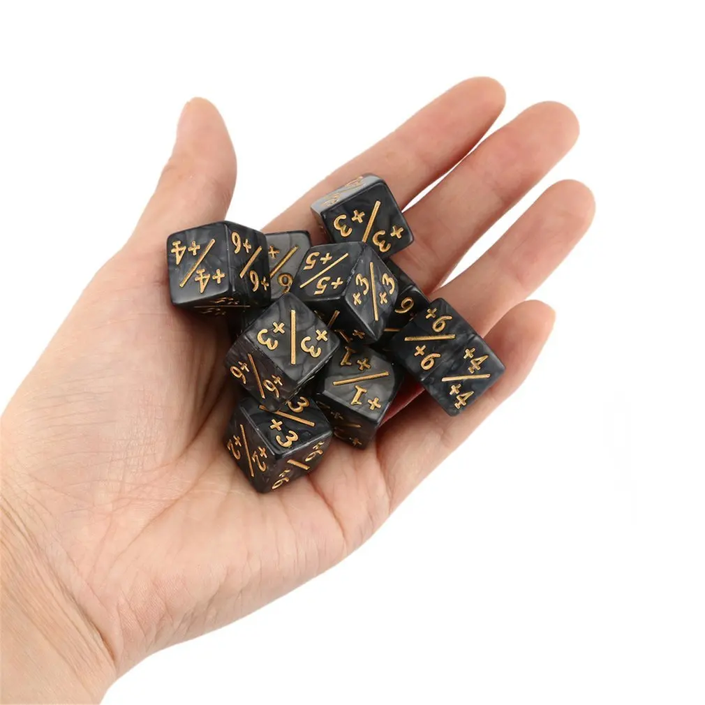 10x игральные кости счетчики 5 положительных+ 1/+ 1 и 5 отрицательных-1/-1 для волшебной настольной игры Забавные кубики высокое качество