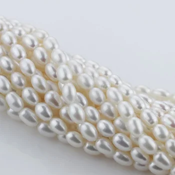 

Genuine Natural 7*9mm AAA grade top quality rice white pearl strands loose beads women lady jewelry DIY
