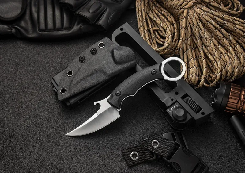 HS инструменты Мако тактический нож karambit M690 лезвие из нержавеющей стали для охоты выживания фиксированные ножи G10 ручка коготь нож - Цвет: White