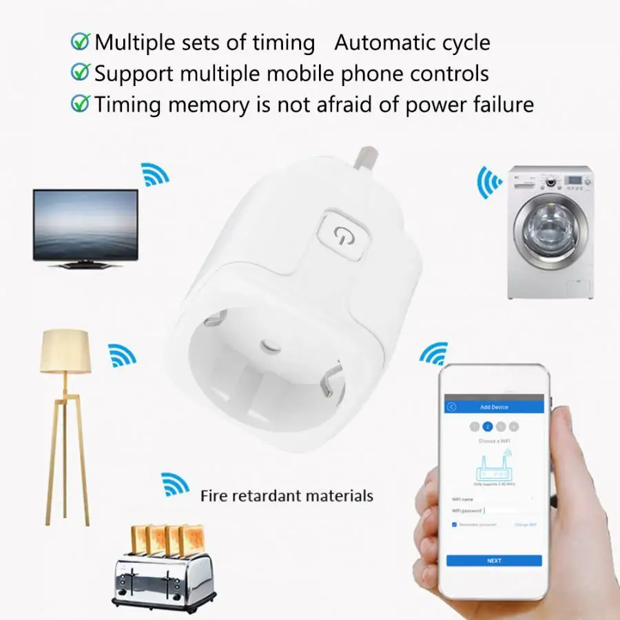 Мини Smart Plug Wi-Fi розетка таймер переключатель передачи голоса, Управление работает для Alexa Google Home ЕС 100-240V