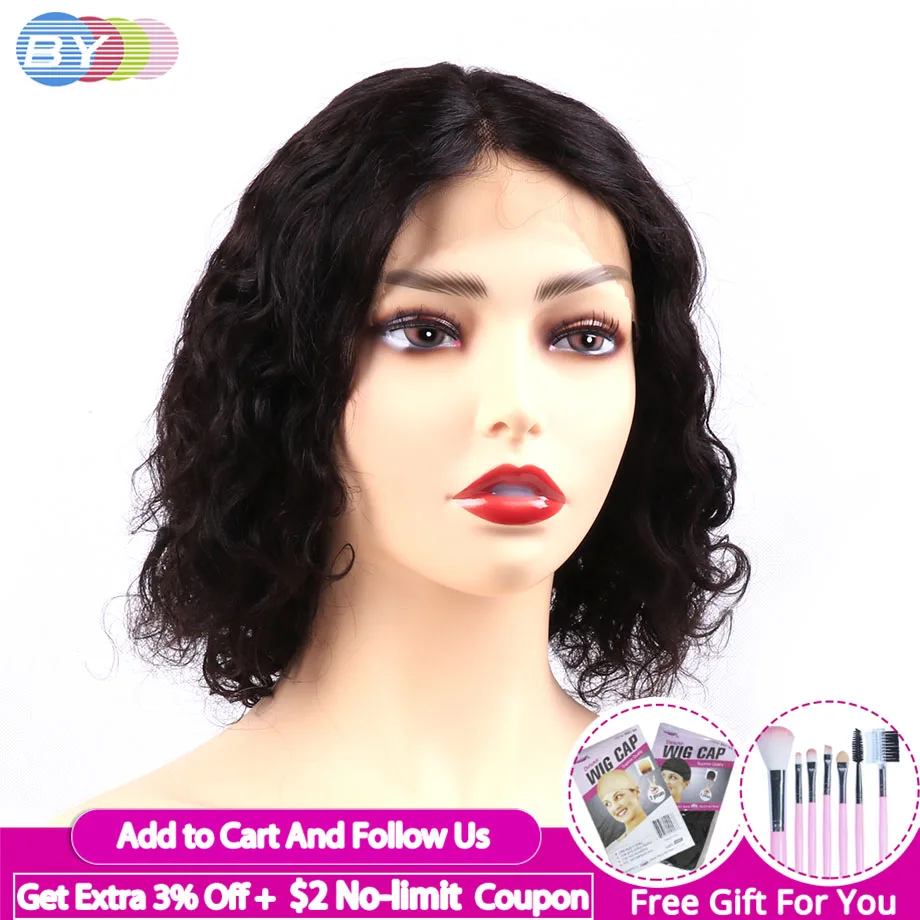 T Closure Wig Human Hair Wigs Brazilian Deep Wave Lace Natural Hairline Bleached Knots 150% Density Remy BY | Шиньоны и парики