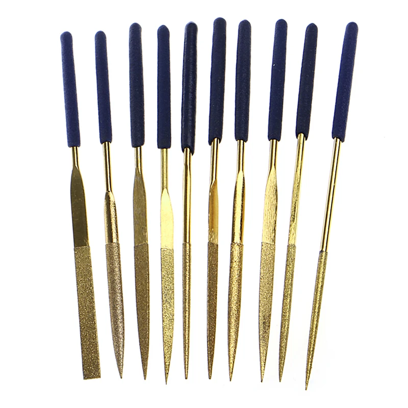 

10Pcs Titanium Diamond Coating Needle Flat File Set Metal Working Craft ToolsDrop ship