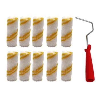

Wall Paint Roller Brush with Roller Covers Kit, 4Inch Wall Painting Roller Brush Tools Roller Paint Brush(11Pcs)