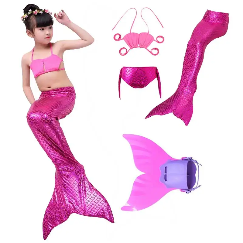 4 Item Set 7 Русалка с рыбьей чешуей для девочек детский купальник бикини с закрытой подошвой хвост русалки Блестящий плавник девушки купальники Косплей Костюм подарок - Цвет: 4 Item Set 7